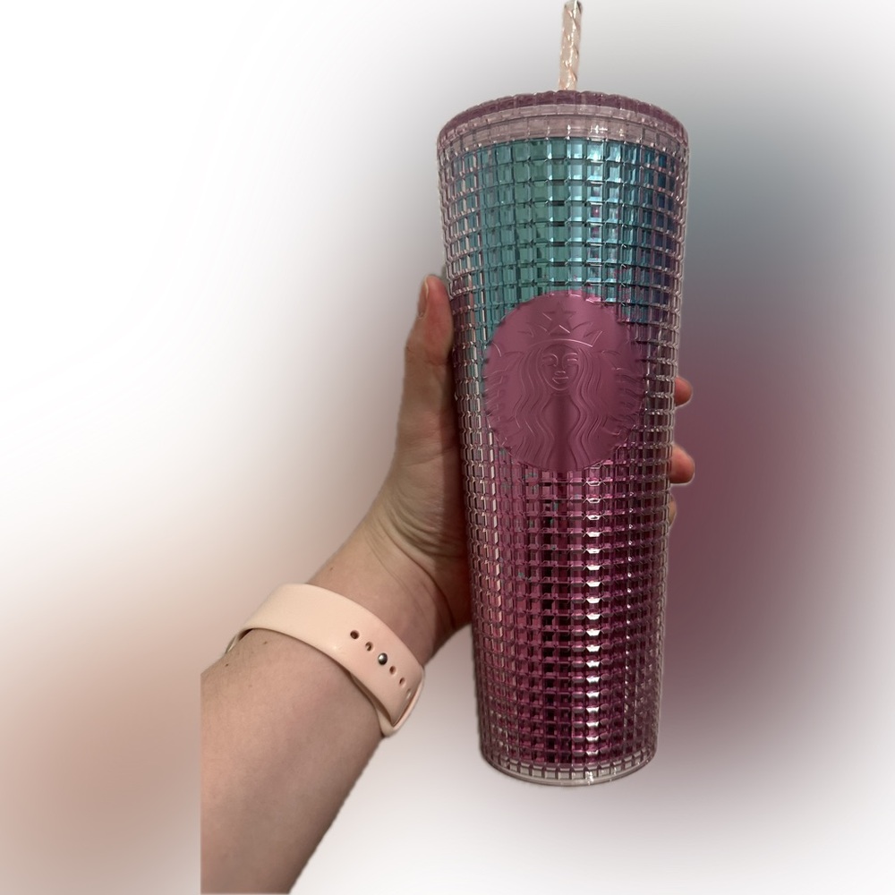 Starbucks- Blue Pink Grid Tumbler 2021
